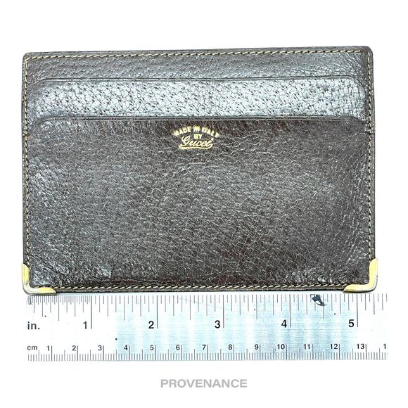 🔴 Gucci Cardholder Wallet - Vintage Logo Brown Leather - Picture 5 of 6